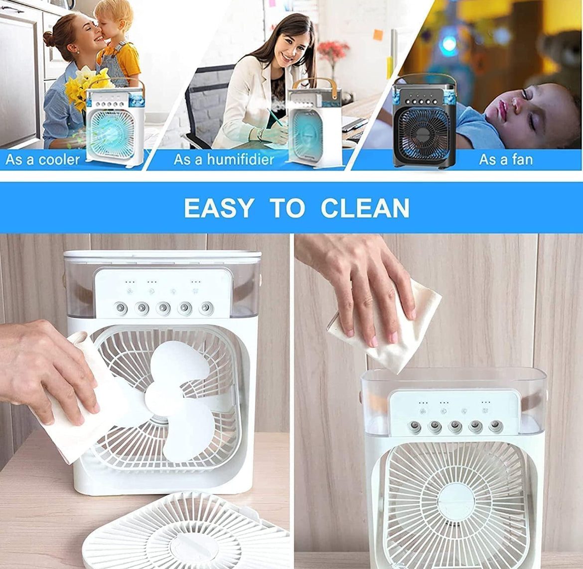 Portable Personal Air Cooler, USB Powered Mini Desktop Cooling Fan,1 | 2 | 3 Timer 3 Speeds, 360°Adjustment
