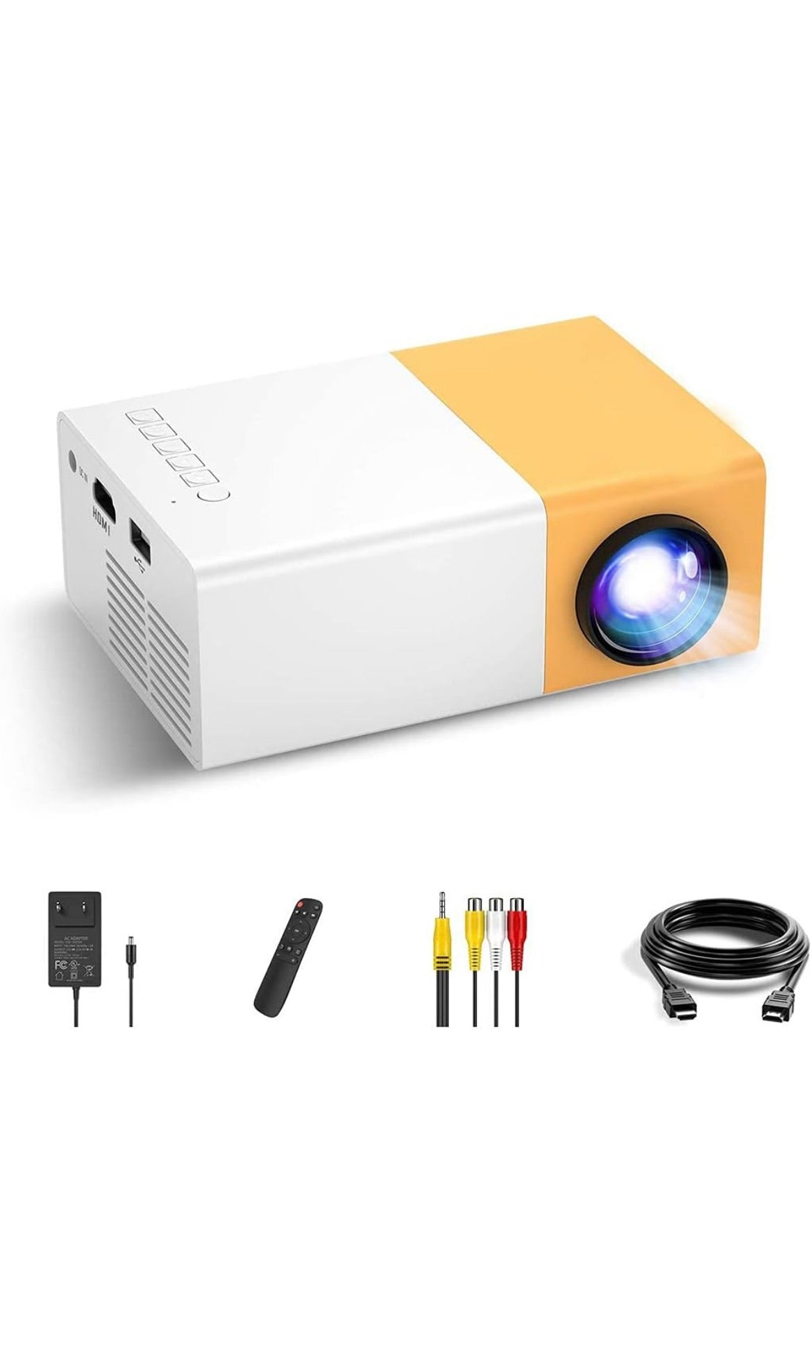 Mini LED Projector |Yellow Mini Home Theater LED Portable Projector| Multiple Interfaces Like AV, Audio, USB, HDMI, Micro SD, Film Projector