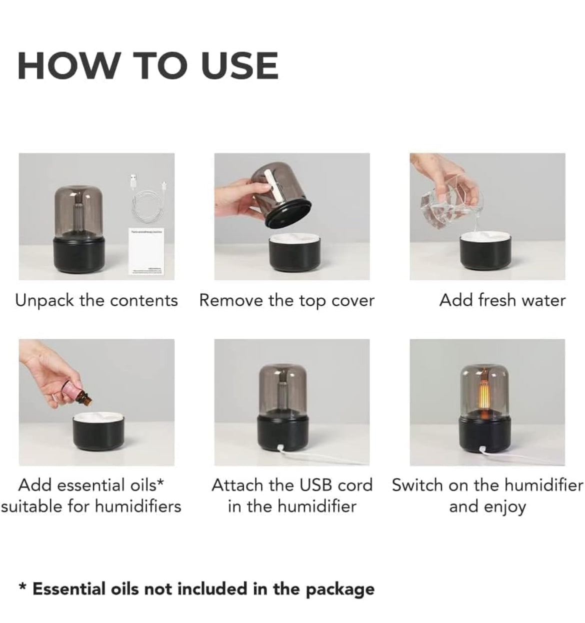 2 in 1 Table Lamp and Air Humidifier - Aromatherapy, Candlelight Effect Essential Oil Diffuser for Home
