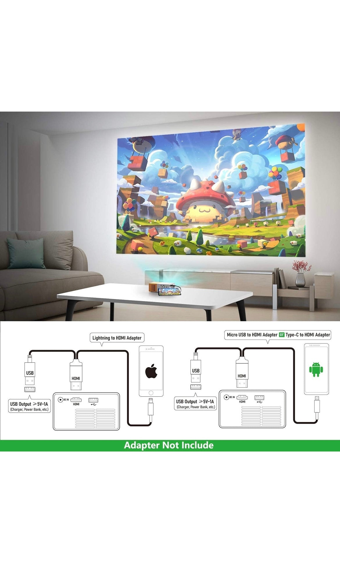 Mini LED Projector |Yellow Mini Home Theater LED Portable Projector| Multiple Interfaces Like AV, Audio, USB, HDMI, Micro SD, Film Projector