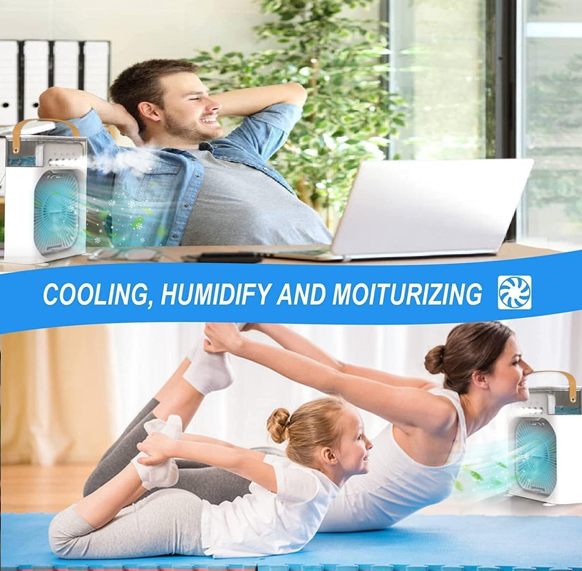 Portable Personal Air Cooler, USB Powered Mini Desktop Cooling Fan,1 | 2 | 3 Timer 3 Speeds, 360°Adjustment